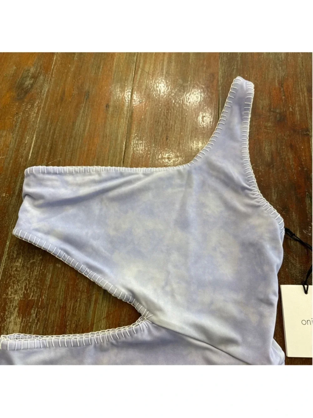 Onia Maya One Piece Swimsuit Lavender Blue Tie Dye One Shoulder Cutout Small NWT